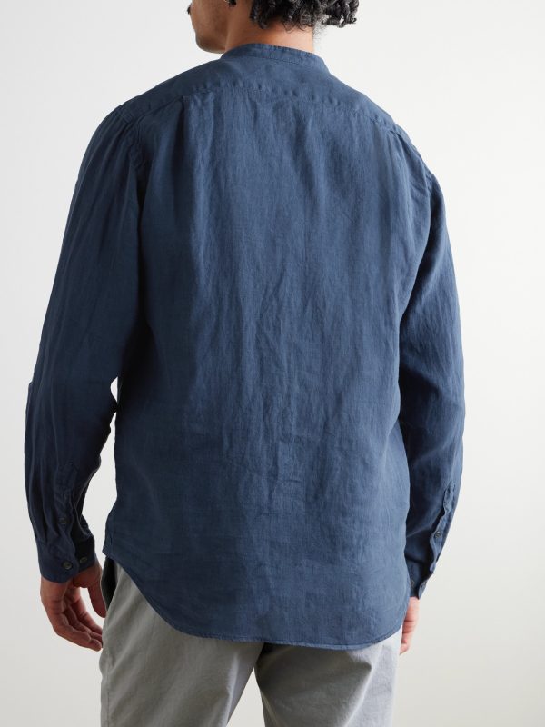 Premium Pat Grandad-Collar Linen Shirt - BK Premium Pat Grandad-Collar Linen Shirt - BK
