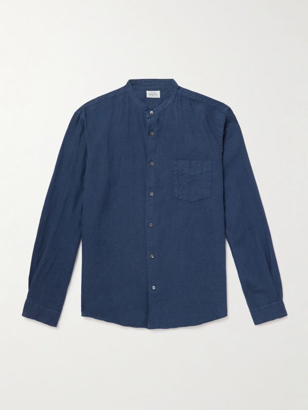 Premium Pat Grandad-Collar Linen Shirt Premium Pat Grandad-Collar Linen Shirt