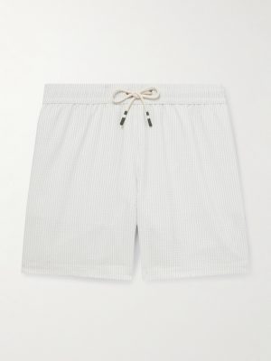 Straight-Leg Mid-Length Striped Seersucker Swim Shorts Straight-Leg Mid-Length Striped Seersucker Swim Shorts