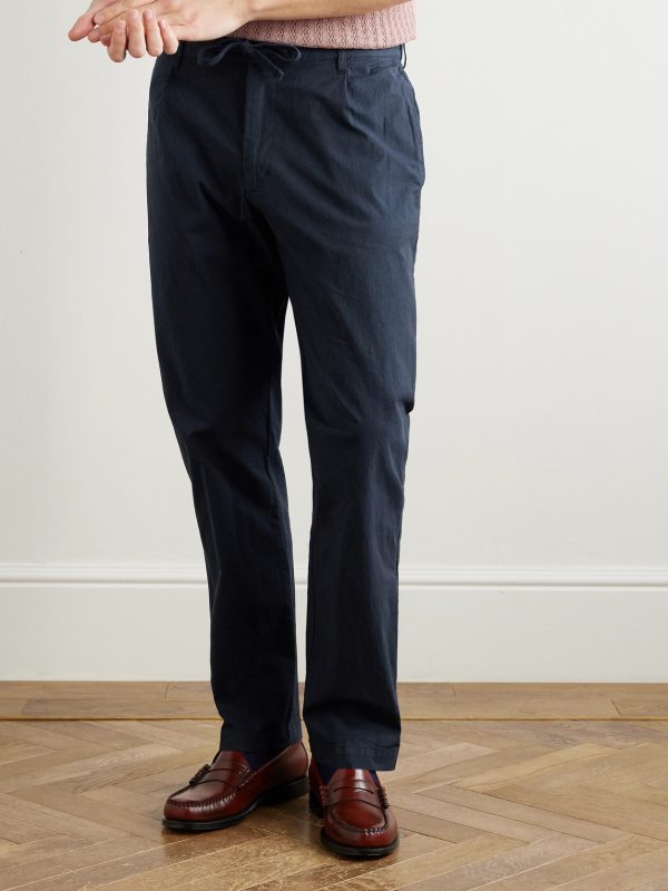 Tanker Straight-Leg Pleated Stretch-Cotton Drawstring Trousers - FR Tanker Straight-Leg Pleated Stretch-Cotton Drawstring Trousers - FR