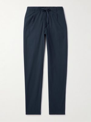 Tanker Straight-Leg Pleated Stretch-Cotton Drawstring Trousers