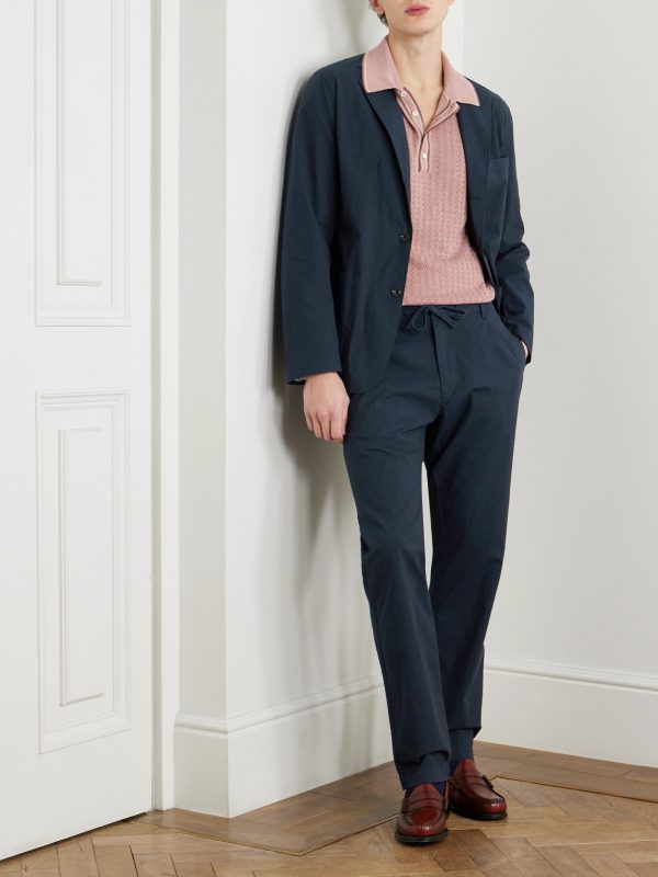 Tanker Straight-Leg Pleated Stretch-Cotton Drawstring Trousers - OU Tanker Straight-Leg Pleated Stretch-Cotton Drawstring Trousers - OU