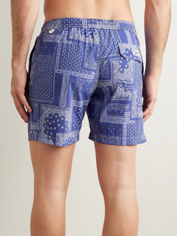 Straight-Leg Mid-Length Printed Swim Shorts - BK Straight-Leg Mid-Length Printed Swim Shorts - BK