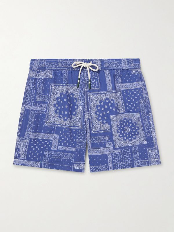 Straight-Leg Mid-Length Printed Swim Shorts Straight-Leg Mid-Length Printed Swim Shorts