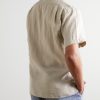 Palm Convertible-Collar Linen Shirt - BK Palm Convertible-Collar Linen Shirt - BK