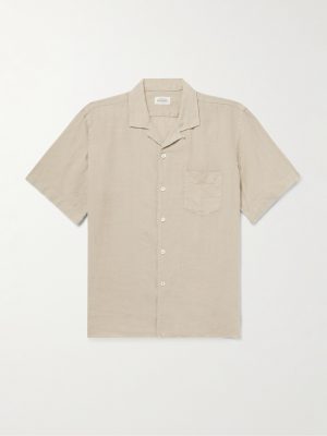 Palm Convertible-Collar Linen Shirt Palm Convertible-Collar Linen Shirt
