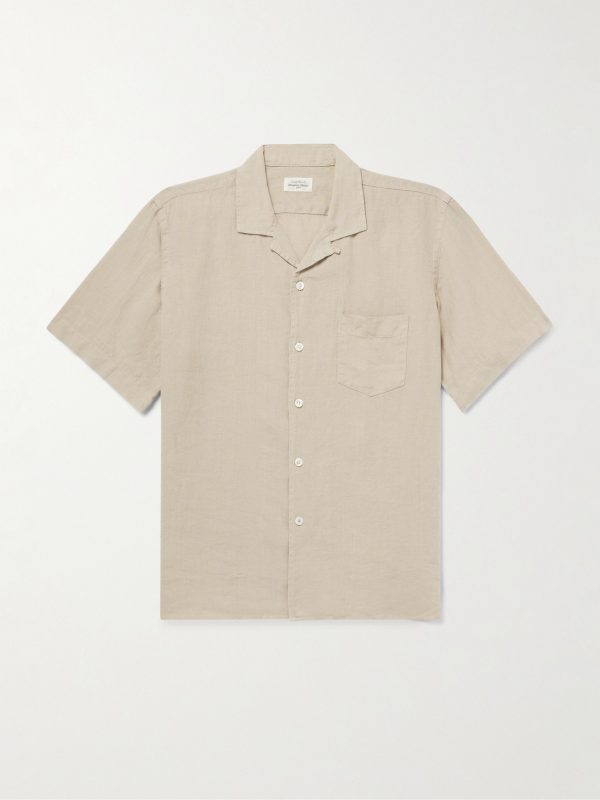 Palm Convertible-Collar Linen Shirt Palm Convertible-Collar Linen Shirt