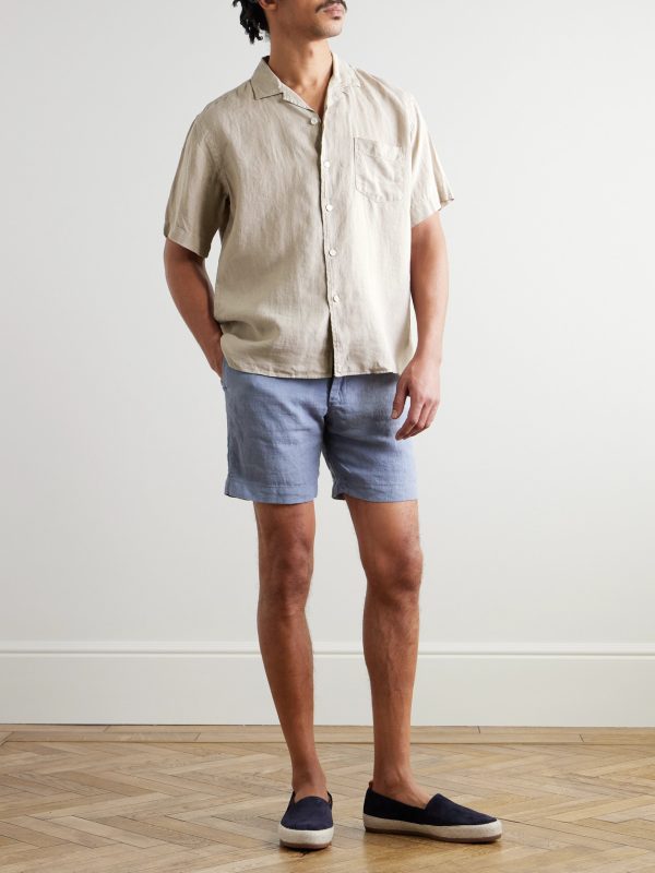 Palm Convertible-Collar Linen Shirt - OU Palm Convertible-Collar Linen Shirt - OU