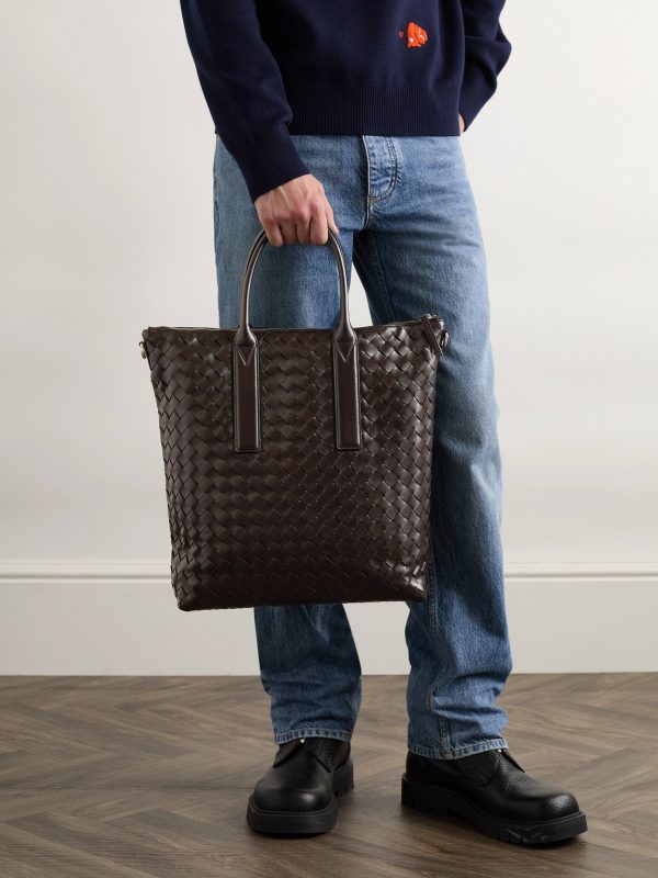 N/S Intrecciato Leather Tote Bag - E2 N/S Intrecciato Leather Tote Bag - E2