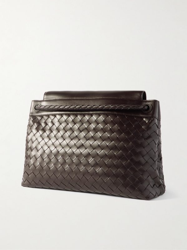 Andiamo Intrecciato Leather Messenger Bag - BK