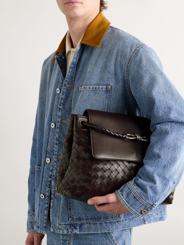 Andiamo Intrecciato Leather Messenger Bag - E2