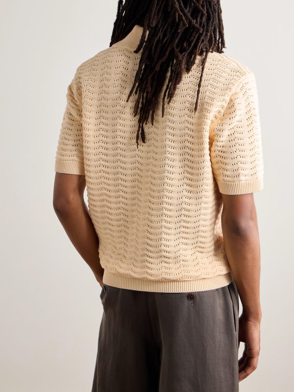 Pointelle-Knit Organic Cotton Polo Shirt - BK