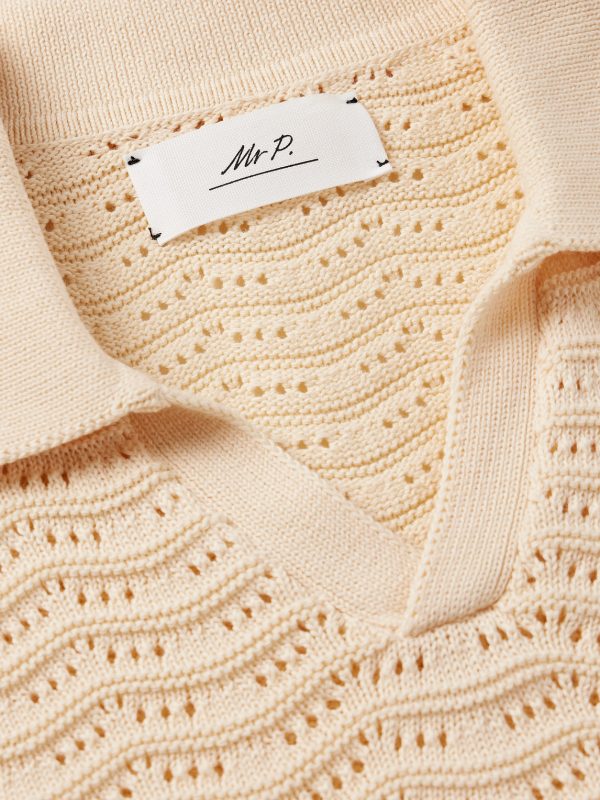 Pointelle-Knit Organic Cotton Polo Shirt - CU