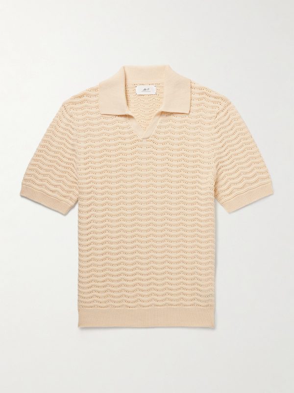 Pointelle-Knit Organic Cotton Polo Shirt