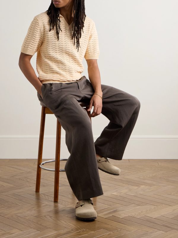 Pointelle-Knit Organic Cotton Polo Shirt - OU