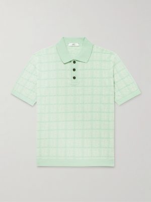 Checked Organic Cotton-Blend Jacquard Polo Shirt