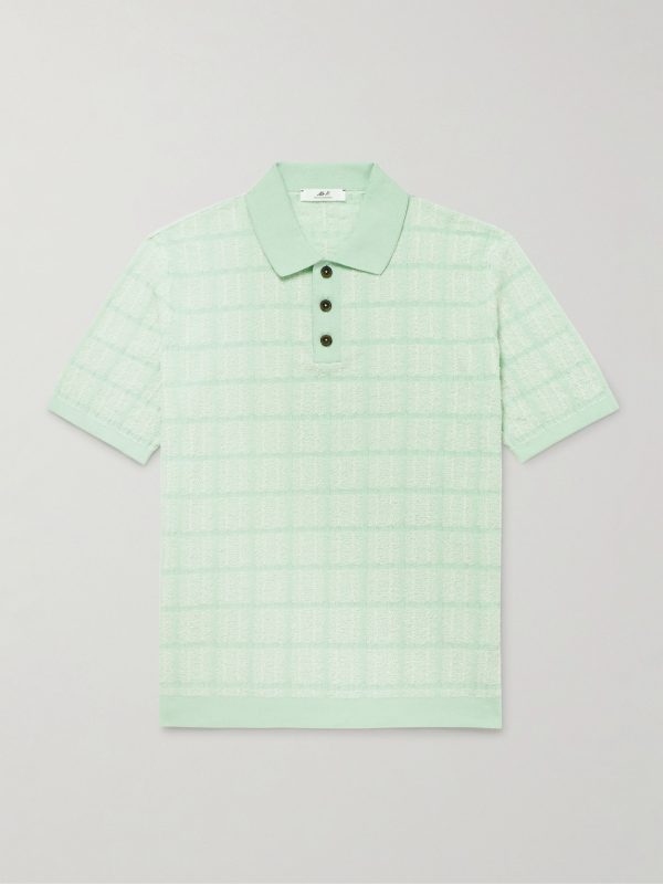 Checked Organic Cotton-Blend Jacquard Polo Shirt Checked Organic Cotton-Blend Jacquard Polo Shirt