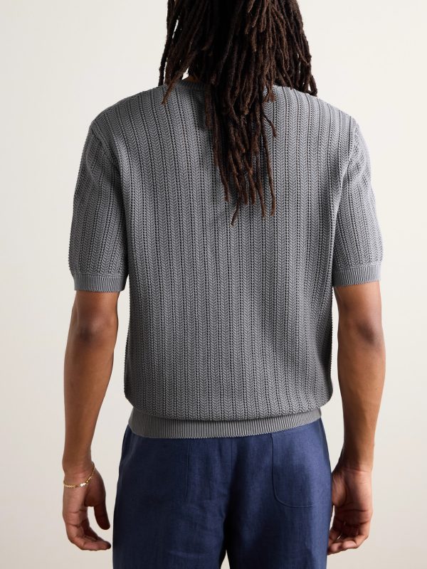 Pointelle-Knit Organic Cotton T-Shirt - BK