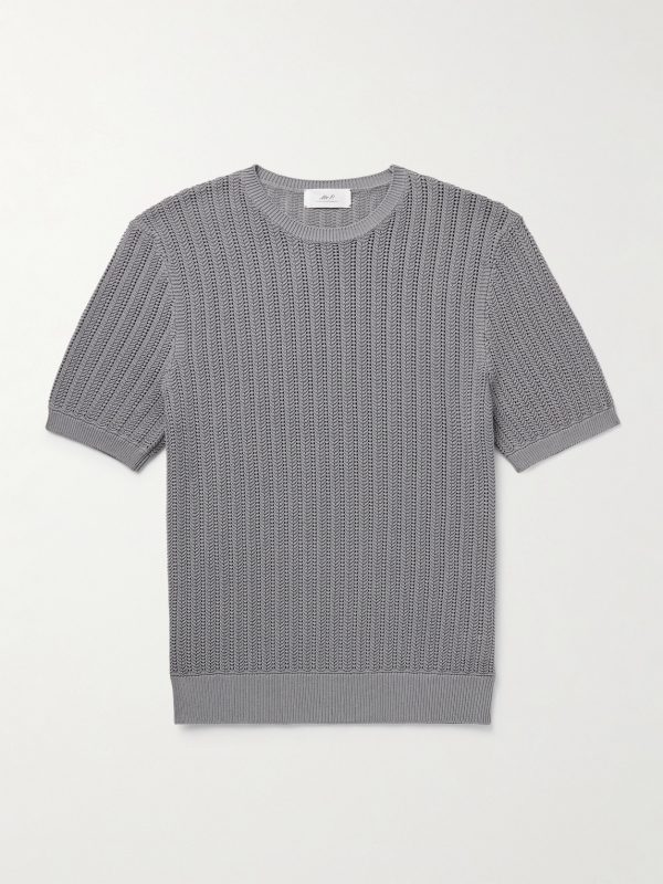 Pointelle-Knit Organic Cotton T-Shirt