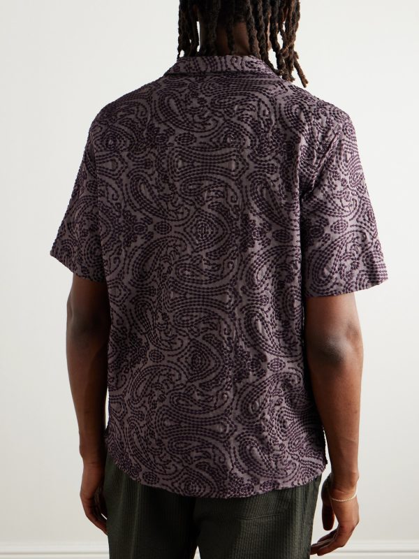 Gioia Convertible-Collar Embroidered Linen-Blend Shirt - BK Gioia Convertible-Collar Embroidered Linen-Blend Shirt - BK