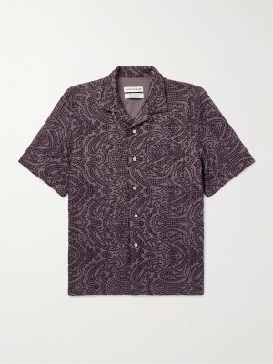 Gioia Convertible-Collar Embroidered Linen-Blend Shirt