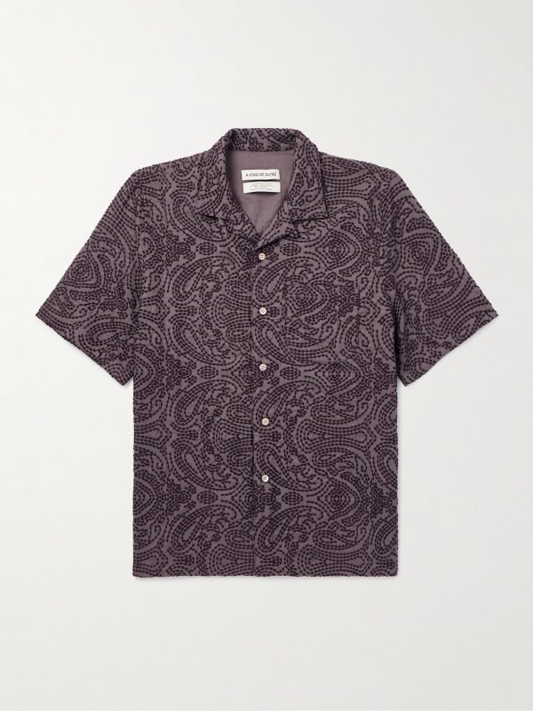 Gioia Convertible-Collar Embroidered Linen-Blend Shirt Gioia Convertible-Collar Embroidered Linen-Blend Shirt