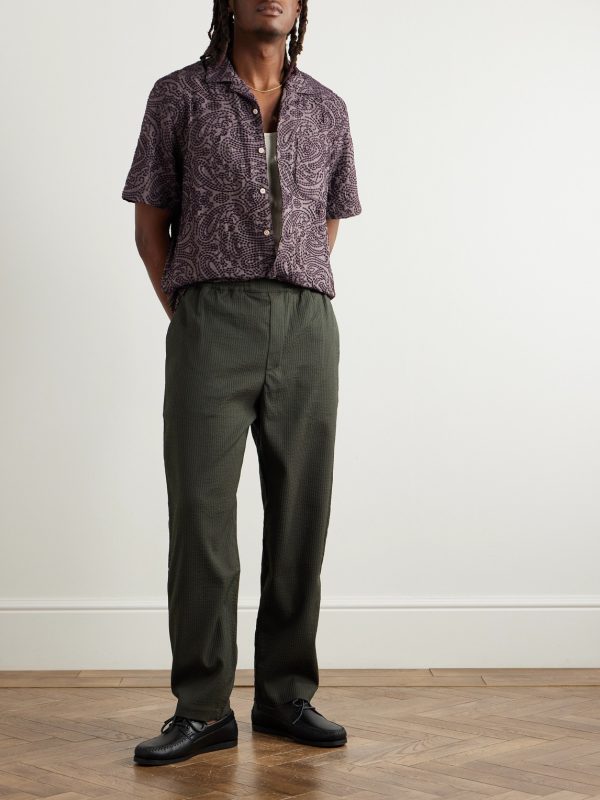Gioia Convertible-Collar Embroidered Linen-Blend Shirt - OU Gioia Convertible-Collar Embroidered Linen-Blend Shirt - OU