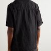 Convertible-Collar Linen Shirt - BK Convertible-Collar Linen Shirt - BK