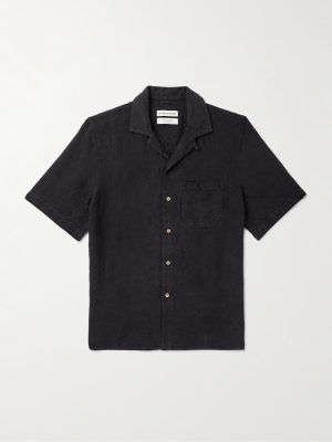 Convertible-Collar Linen Shirt