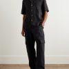 Convertible-Collar Linen Shirt - OU Convertible-Collar Linen Shirt - OU