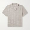 Camp-Collar Embroidered Cotton-Gauze Shirt
