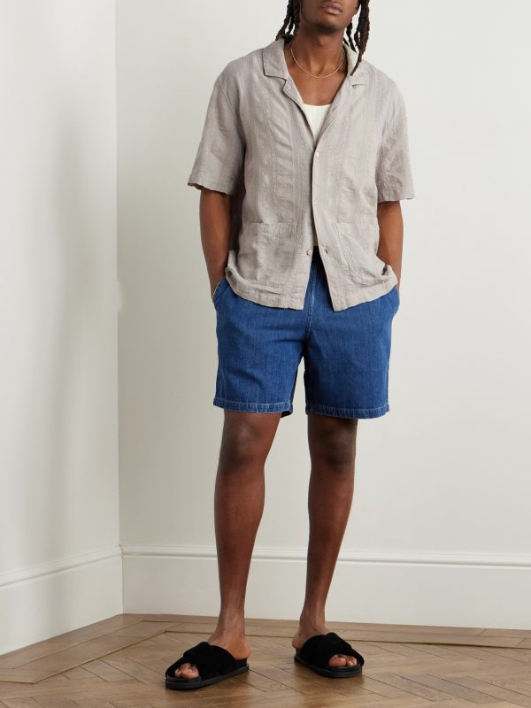 Camp-Collar Embroidered Cotton-Gauze Shirt - OU