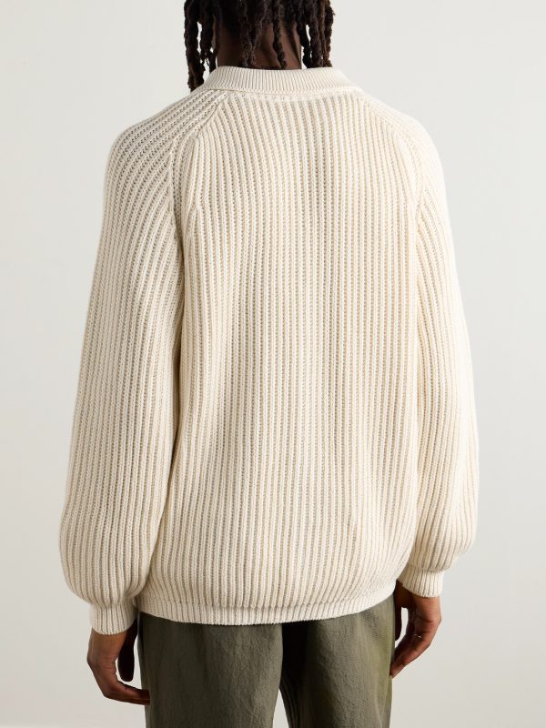 Juhi Ribbed-Knit Cotton Cardigan - BK Juhi Ribbed-Knit Cotton Cardigan - BK