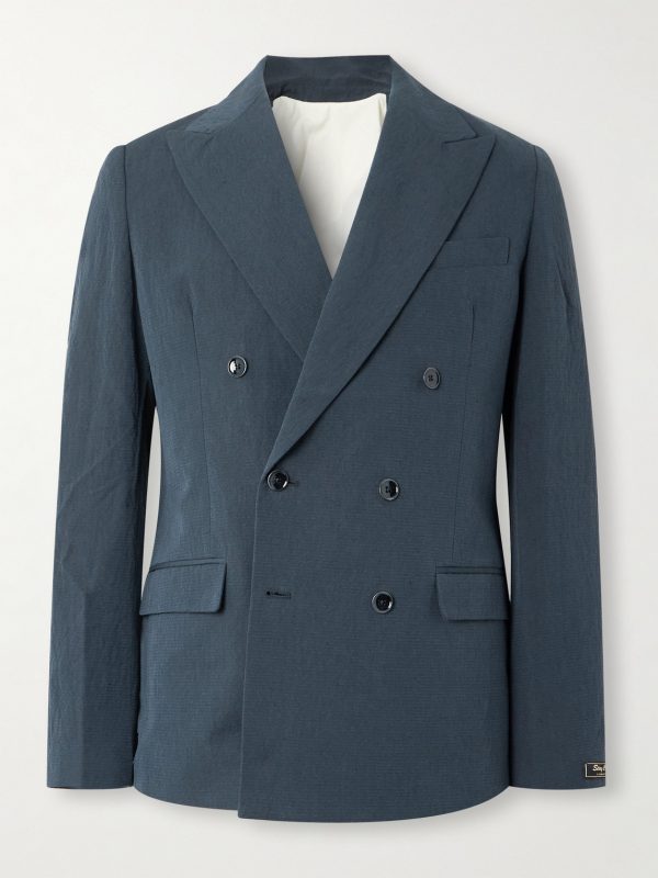 Double-Breasted Cotton and Linen-Blend Seersucker Blazer Double-Breasted Cotton and Linen-Blend Seersucker Blazer