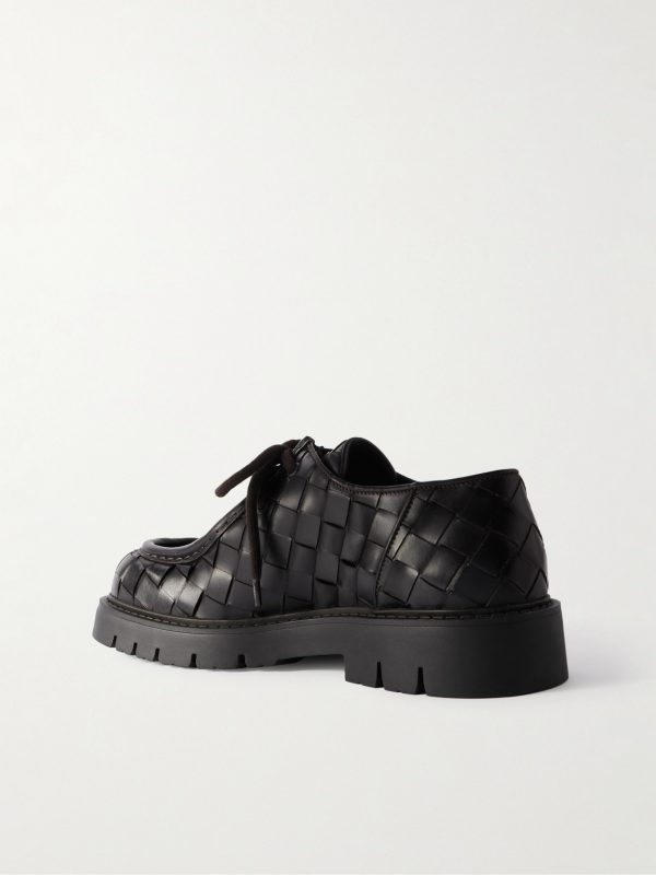Intrecciato Leather Derby Shoes - BK Intrecciato Leather Derby Shoes - BK