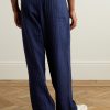 Yuki Wide-Leg Pleated Striped Cotton Suit Trousers - BK