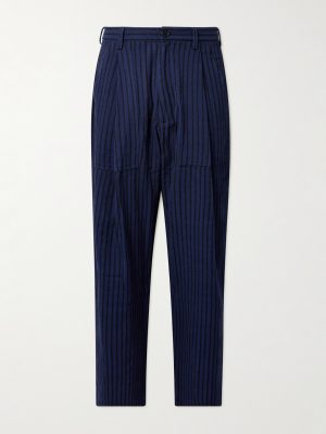 Yuki Wide-Leg Pleated Striped Cotton Suit Trousers Yuki Wide-Leg Pleated Striped Cotton Suit Trousers