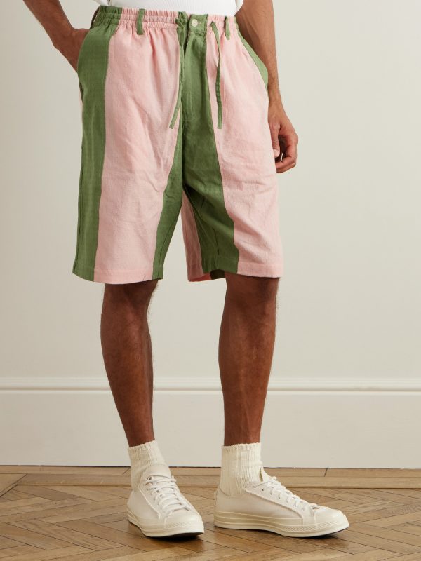 Milo Straight-Leg Striped Cotton-Jacquard Drawstring Shorts - FR