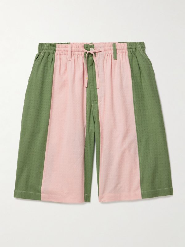 Milo Straight-Leg Striped Cotton-Jacquard Drawstring Shorts