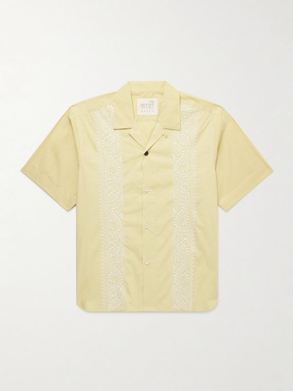 Ronen Convertible-Collar Embroidered Cotton-Poplin Shirt