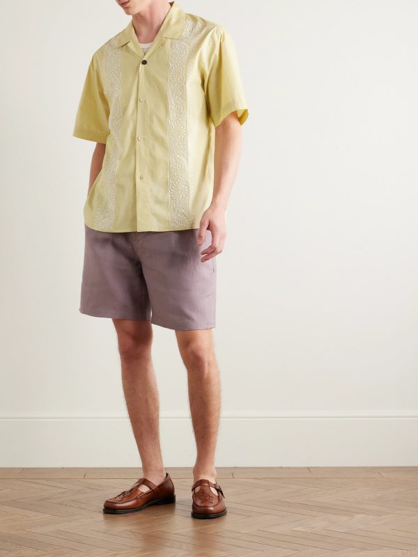 Ronen Convertible-Collar Embroidered Cotton-Poplin Shirt - OU