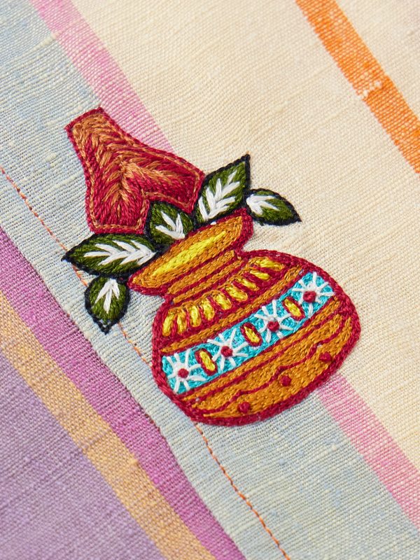 Yusuke Convertible-Collar Embroidered Striped Silk Shirt - CU Yusuke Convertible-Collar Embroidered Striped Silk Shirt - CU
