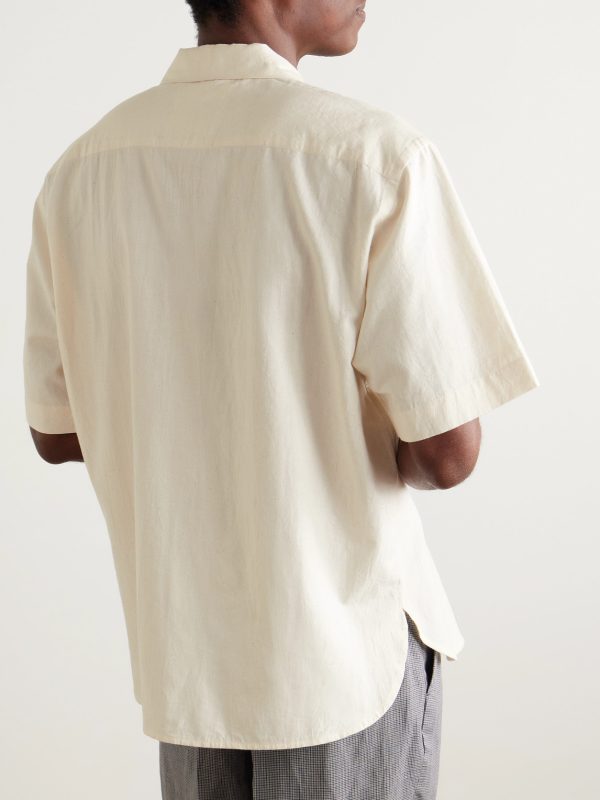 Ronen Convertible-Collar Embroidered Cotton Shirt - BK Ronen Convertible-Collar Embroidered Cotton Shirt - BK