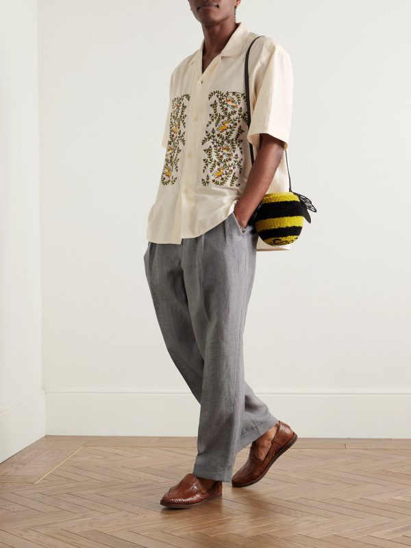 Ronen Convertible-Collar Embroidered Cotton Shirt - OU Ronen Convertible-Collar Embroidered Cotton Shirt - OU