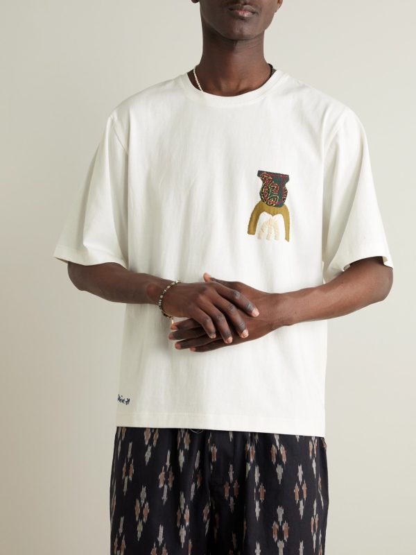 Appliquéd Embroidered Cotton-Jersey T-Shirt - FR Appliquéd Embroidered Cotton-Jersey T-Shirt - FR