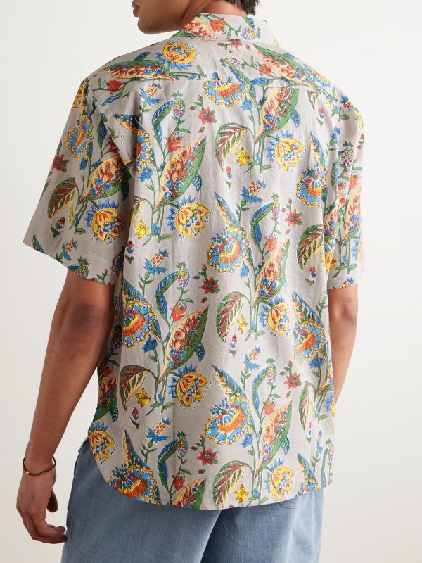 Ronen Convertible-Collar Printed Cotton Shirt - BK