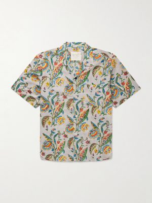 Ronen Convertible-Collar Printed Cotton Shirt Ronen Convertible-Collar Printed Cotton Shirt
