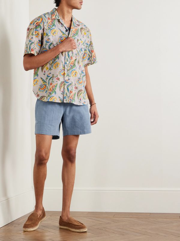Ronen Convertible-Collar Printed Cotton Shirt - OU