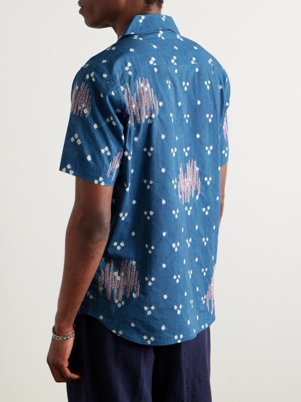 Lamar Convertible-Collar Embroidered Printed Cotton-Voile Shirt - BK