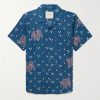 Lamar Convertible-Collar Embroidered Printed Cotton-Voile Shirt